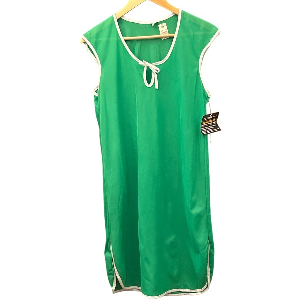 Vintage Collins & Aikman Deadstock Nightgown Kelly Green Retro Mod Loungewear